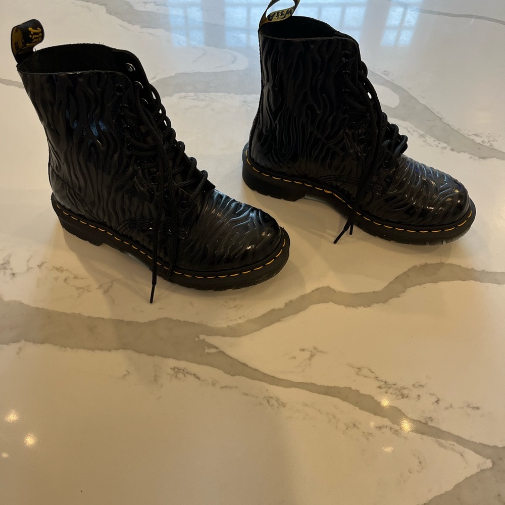 Dr. Martens Black Textured Combat Boots